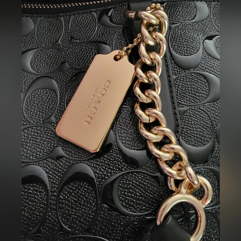 NWT – $475 COACH Ava Chain Black Signature Debossed Tote - Picture 3 of 6